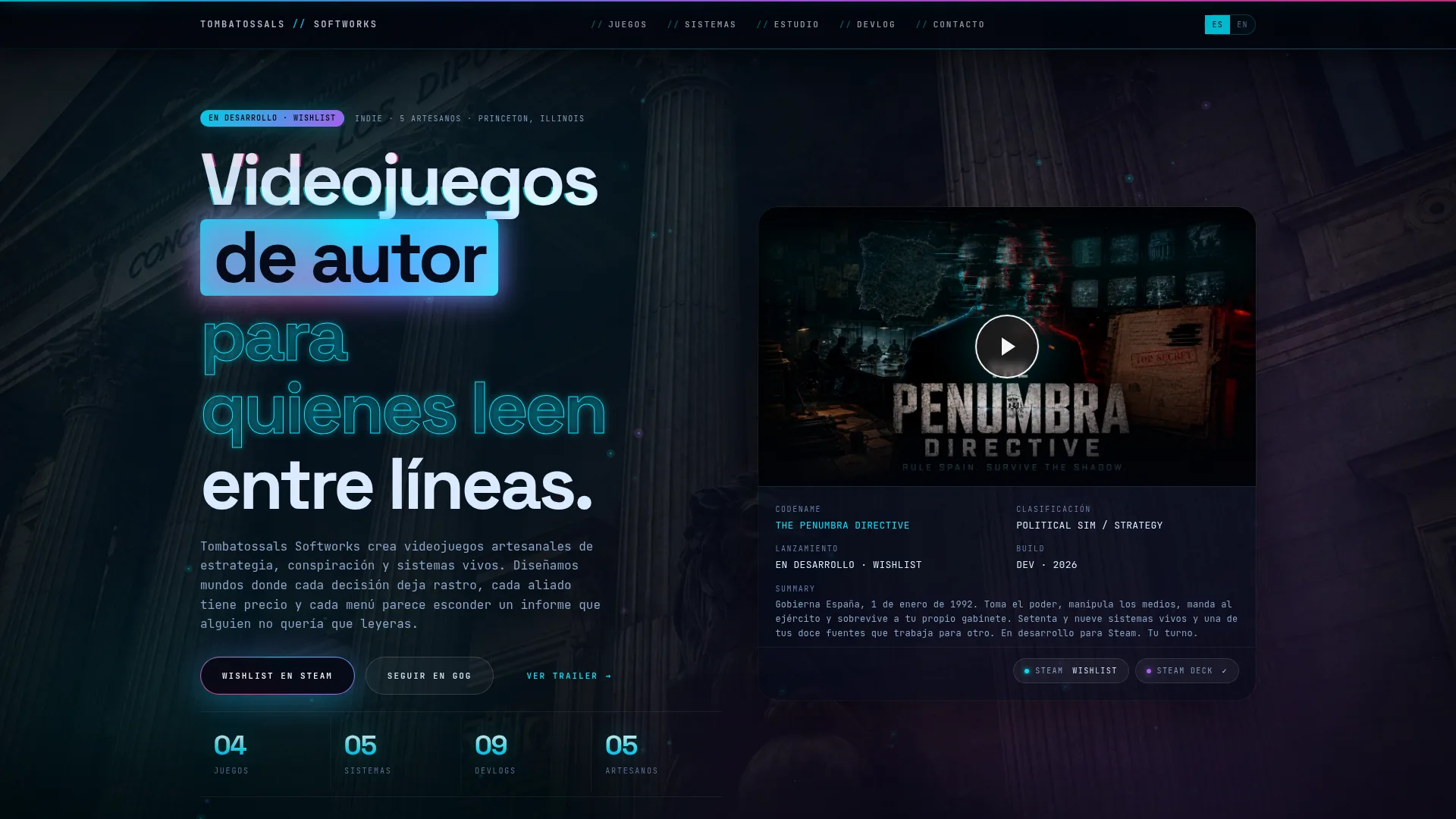 An indie studio's site is not a brochure